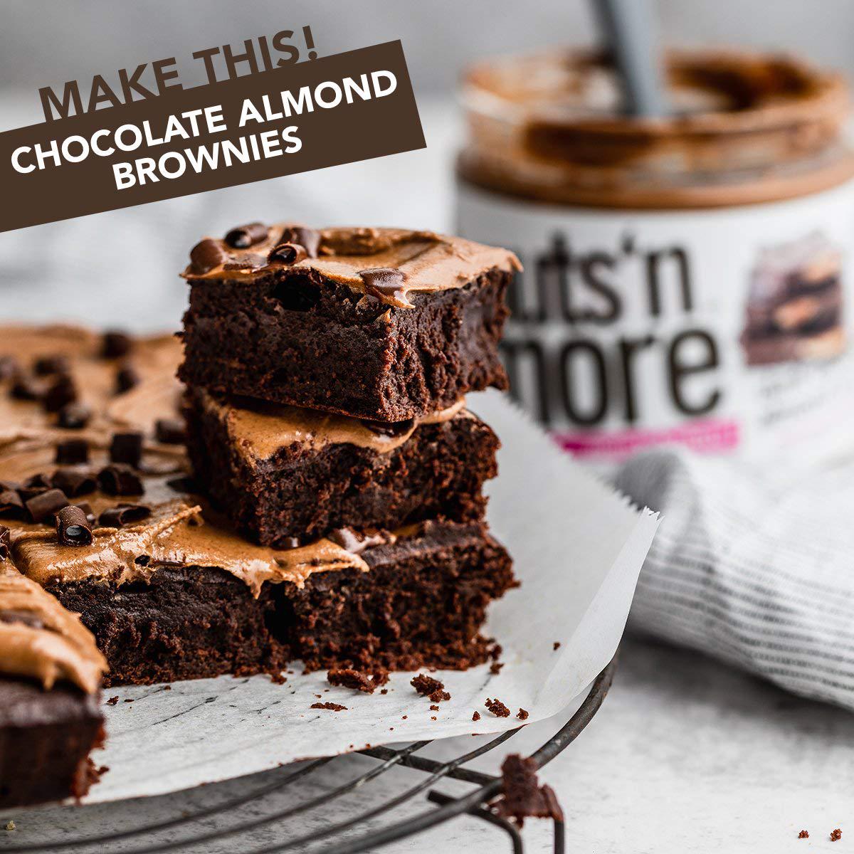 Nuts N More Dark Chocolate Almond Butter Spread, All Natural Keto Snack, Low Carb, Low Sugar, Gluten Free, Non-GMO, High Protein Flavored Nut Butter (15 oz Jar)