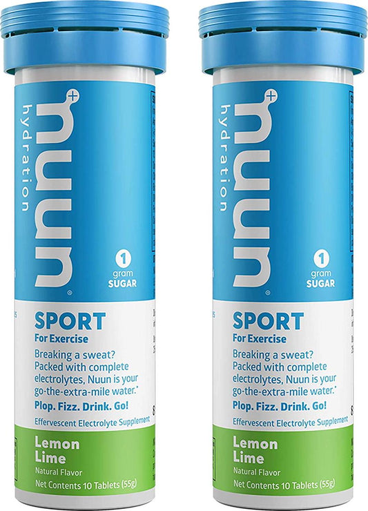 Nuun Active: Lemon+Lime Electrolyte Enhanced Drink Tablets, 10 Count (Pack of 2)