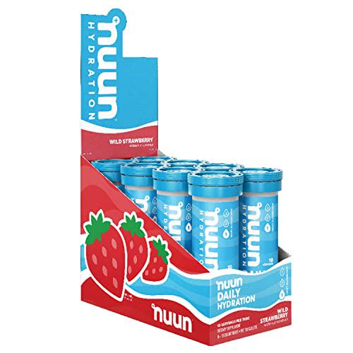 Nuun Daily: Wellness Hydration with Electrolytes, Wild Strawberry, Box of 8 Tubes (80 Count)