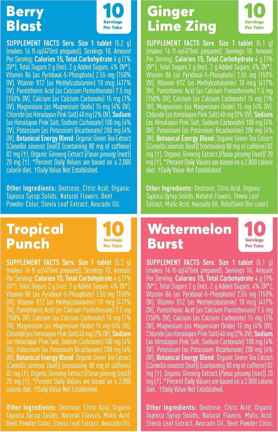 Nuun Energy: Caffeine, B Vitamins, Ginseng, Electrolyte Drink Tablets, Mixed Flavors, 40 Count