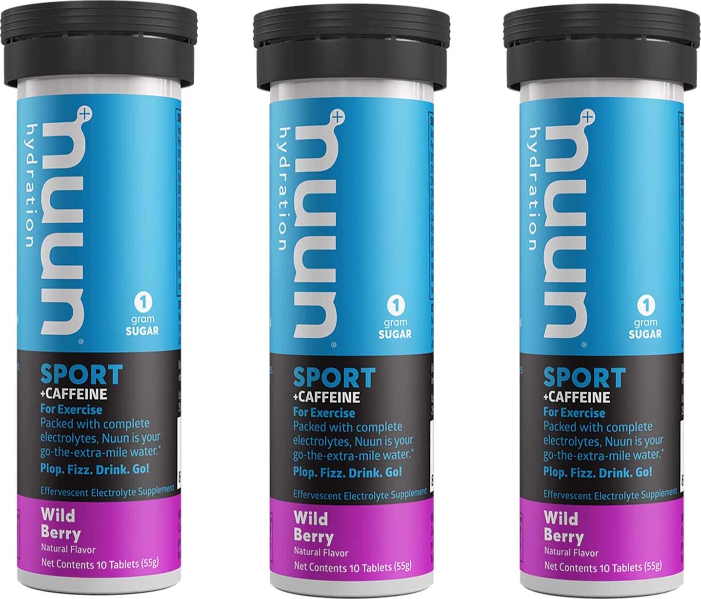 Nuun Energy: Wild Berry Electrolyte +Caffeine Drink Tablets (3 Tubes of 10 Tabs)