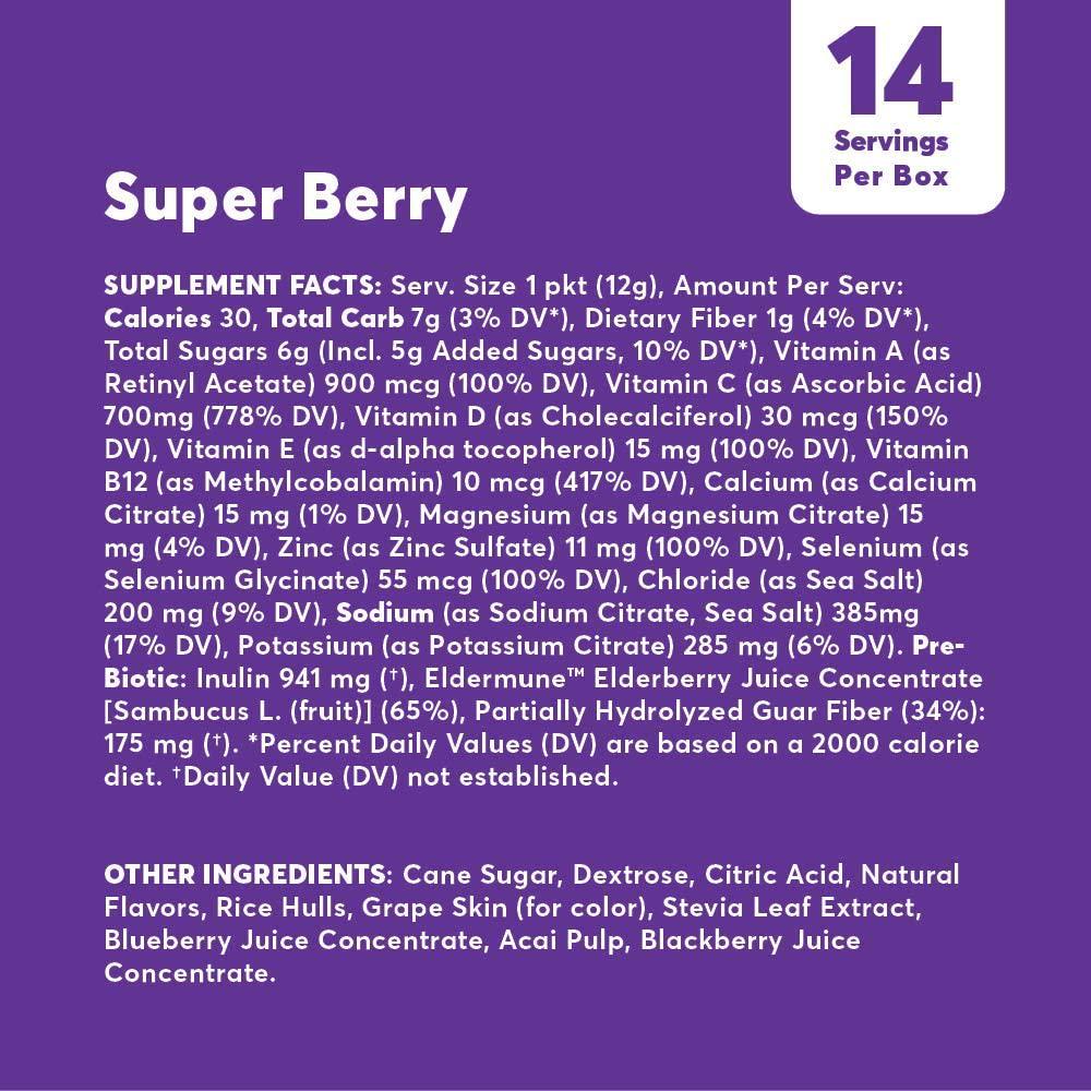 Nuun Immunity3, Electrolyte powder, Elderberry, Vitamins, Prebiotics, Zinc, Super Berry, 14 count