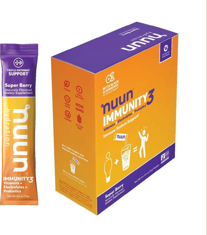 Nuun Immunity3, Electrolyte powder, Elderberry, Vitamins, Prebiotics, Zinc, Super Berry, 14 count