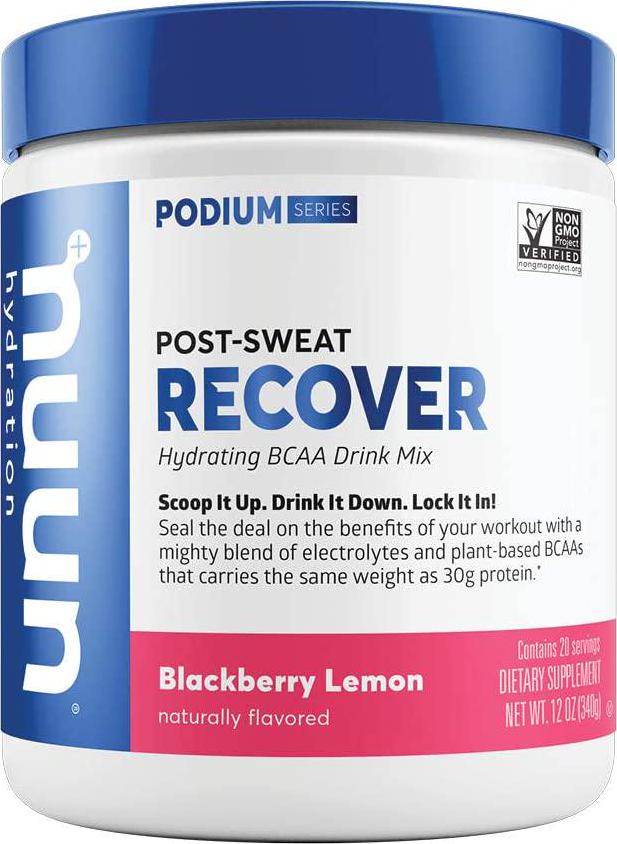 Nuun Recover | Post-Workout Drink | Vegan BCAAs, Electrolytes, L-Glutamine (BlackBerry Lemon, 20 Servings - Canister)