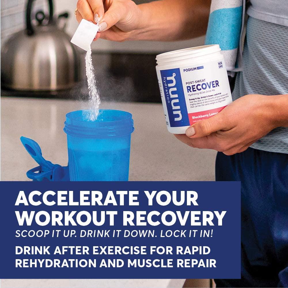 Nuun Recover | Post-Workout Drink | Vegan BCAAs, Electrolytes, L-Glutamine (BlackBerry Lemon, 20 Servings - Canister)