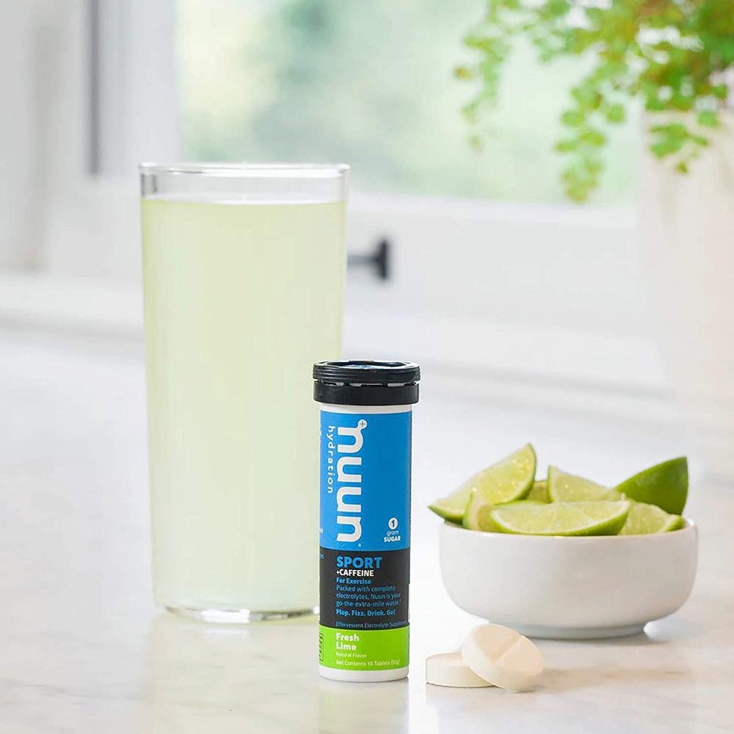 Nuun Sport + Caffeine: Fresh Lime Electrolyte Drink Tablets (3 Tubes of 10 Tabs)3