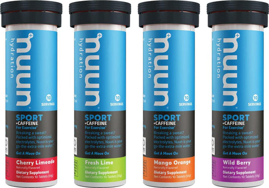 Nuun Sport + Caffeine: Electrolyte Drink Tablets, Mixed Flavor Box, 10 Count (Pack of 4)