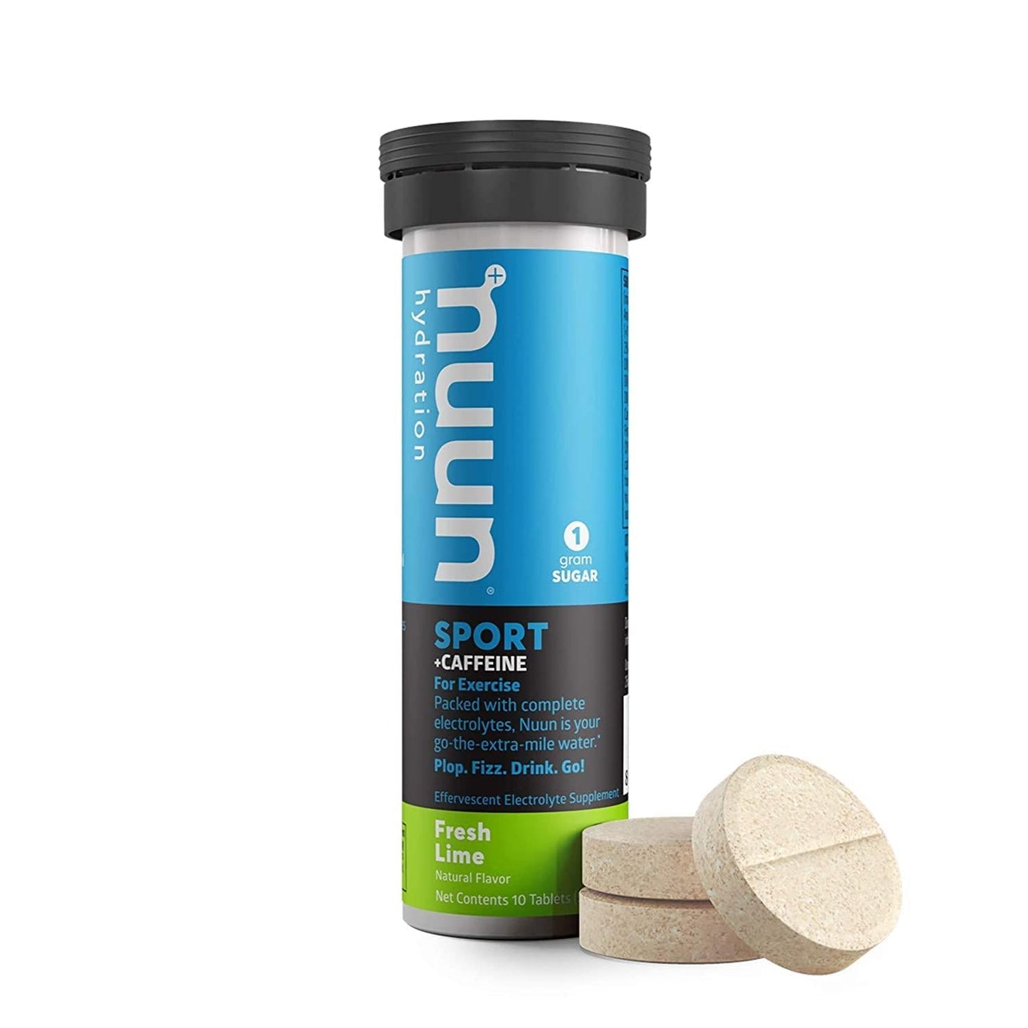 Nuun Sport + Caffeine: Fresh Lime Electrolyte Drink Tablets (3 Tubes of 10 Tabs)3