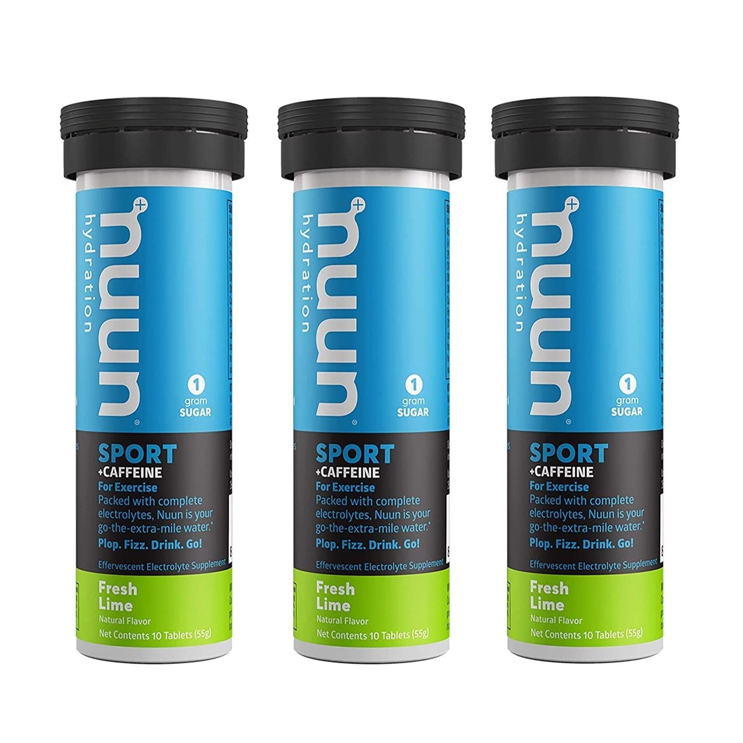 Nuun Sport + Caffeine: Fresh Lime Electrolyte Drink Tablets (3 Tubes of 10 Tabs)3