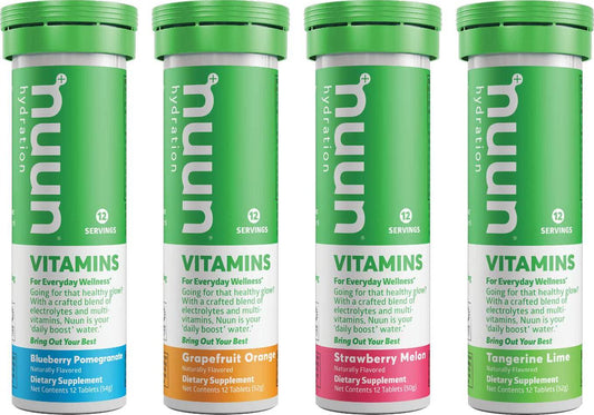 Nuun Vitamins: Vitamins + Electrolyte Drink Tablets, Mixed Fruit Pack, 4 Tubes (48 Servings)