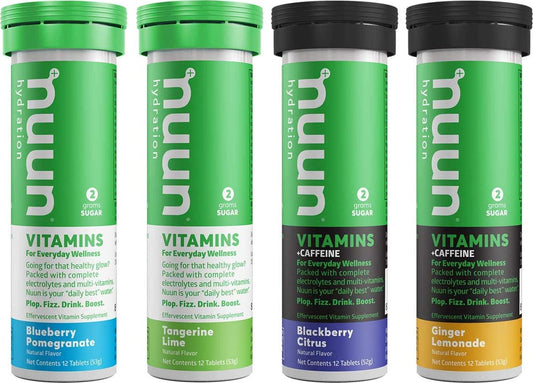 Nuun Vitamins: Vitamins + Electrolyte Drink Tablets, Mixed Flavor Pack, Two Caffeinated Flavors, 4 Tubes (48 Servings)