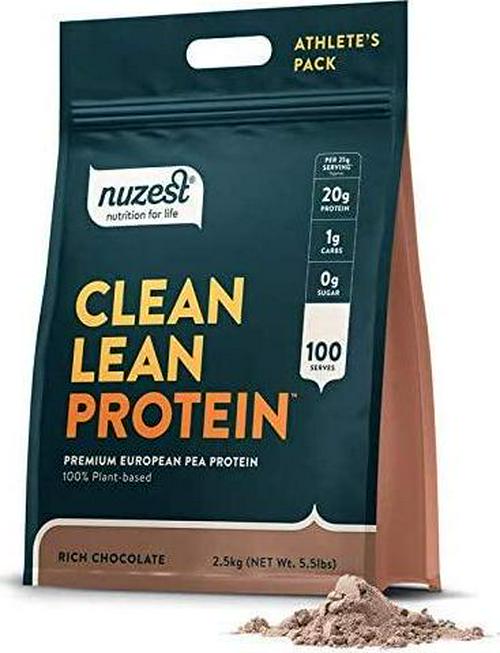 Nuzest Clean Lean Protein - Premium Vegan Protein Powder, Plant Protein Powder, European Golden Pea Protein, Dairy Free, Gluten Free, GMO Free, Naturally Sweetened, Rich Chocolate, 100 Servings, 5.5lb