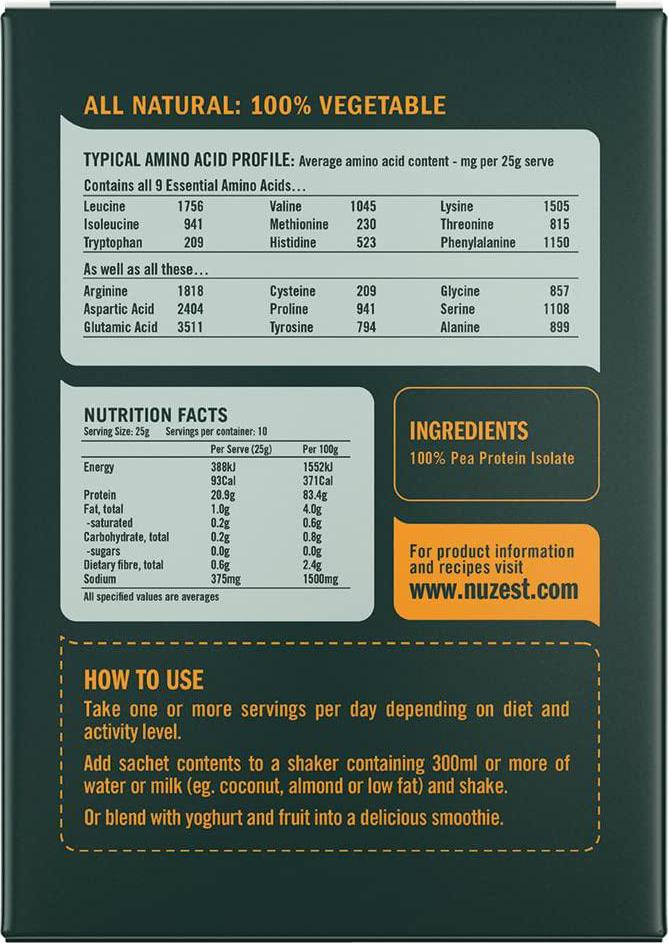 Nuzest Clean Lean Protein - Just Natural, 10x25g sachets