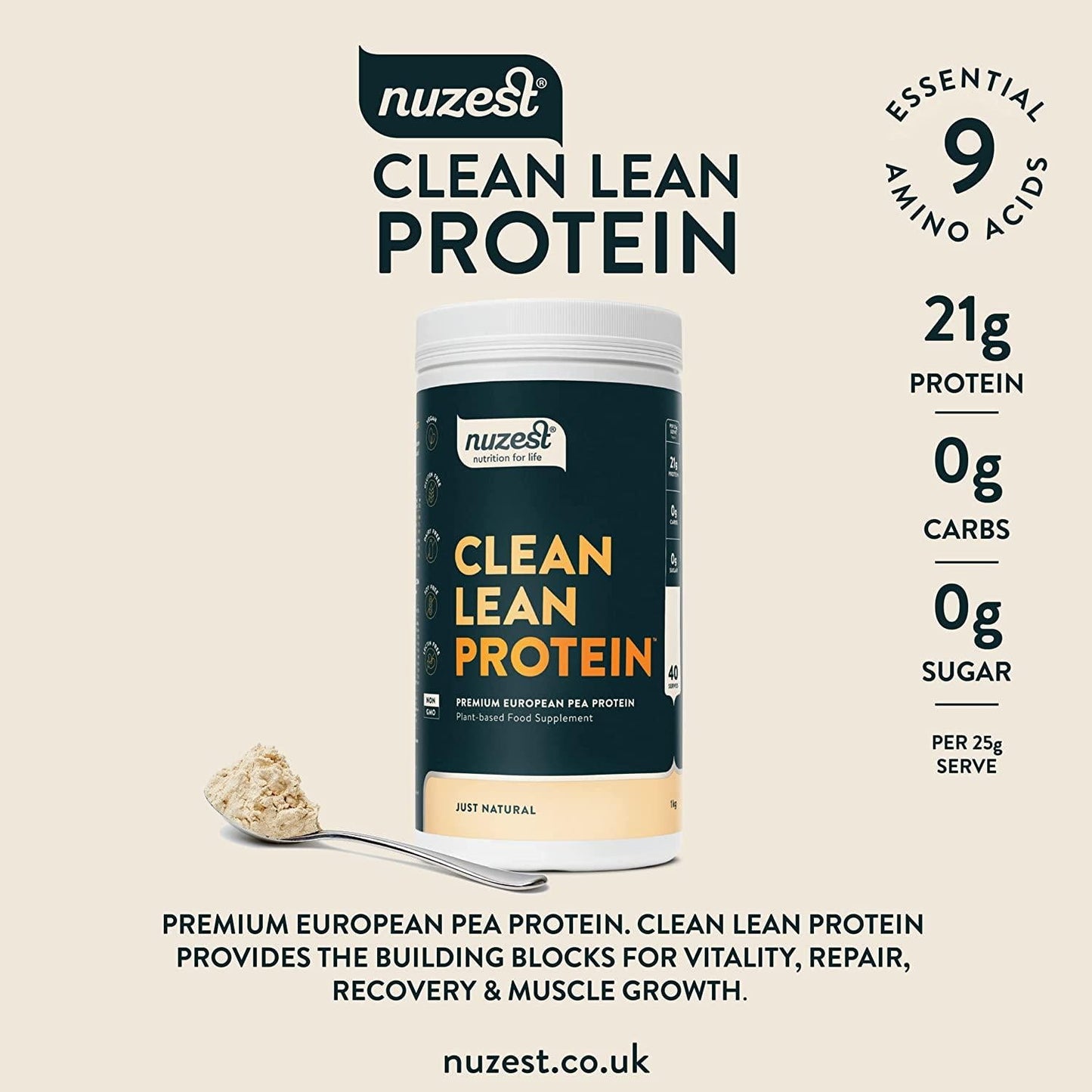 Nuzest Clean Lean Protein - Just Natural, 1kg (40 serves)