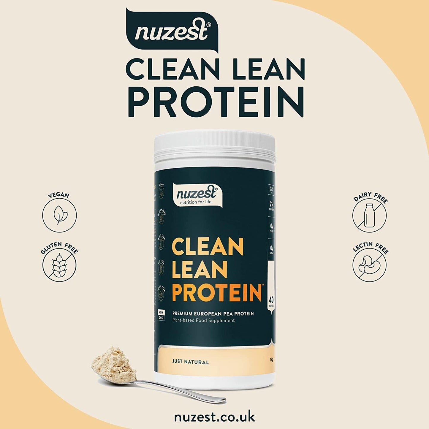 Nuzest Clean Lean Protein - Just Natural, 1kg (40 serves)