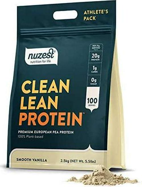 Nuzest Clean Lean Protein - Premium Vegan Protein Powder, Plant Protein Powder, European Golden Pea Protein, Dairy Free, Gluten Free, GMO Free, Naturally Sweetened, Smooth Vanilla, 100 Servings, 5.5lb
