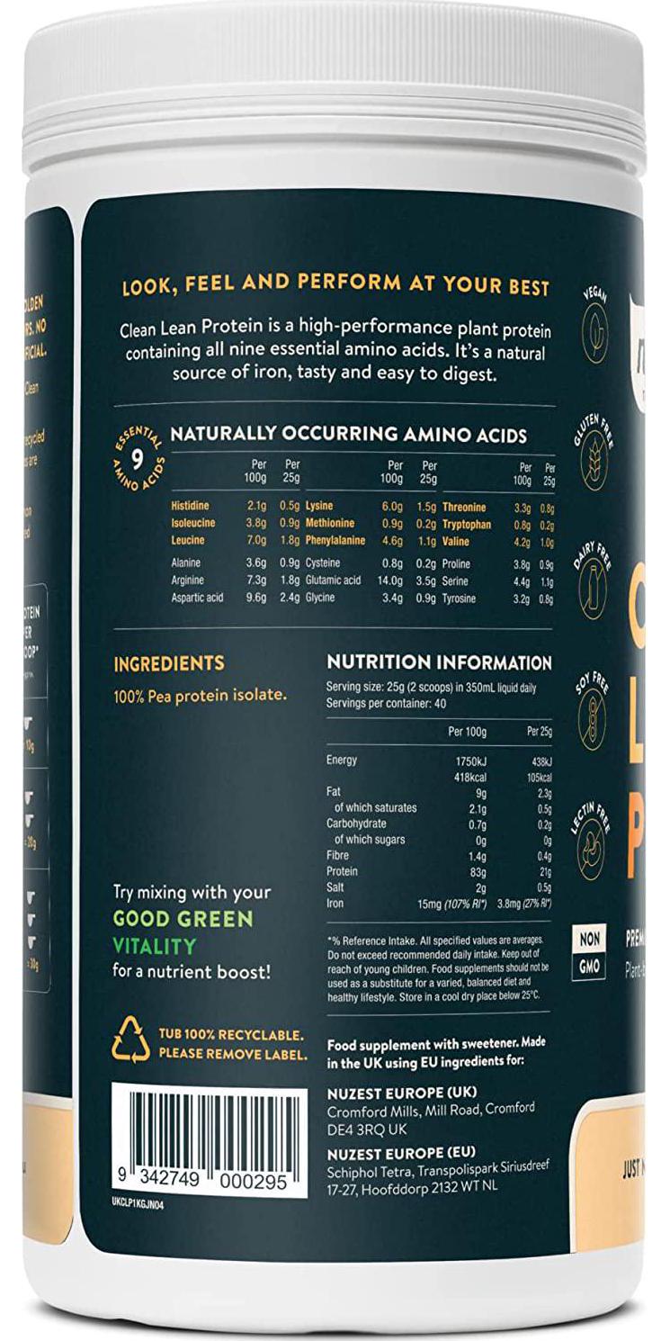 Nuzest Clean Lean Protein - Just Natural, 1kg (40 serves)