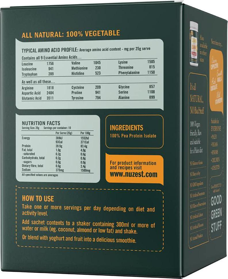 Nuzest Clean Lean Protein - Just Natural, 10x25g sachets