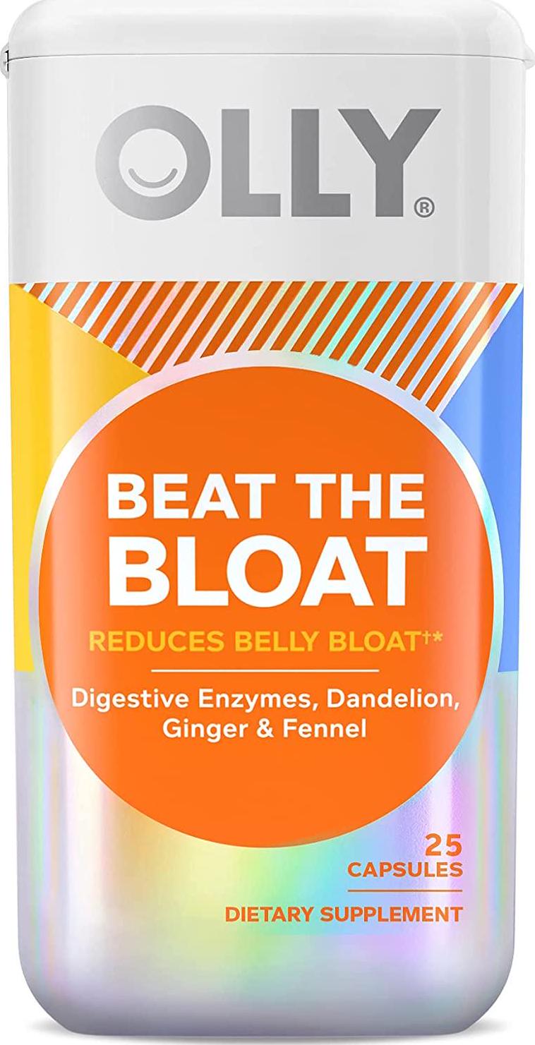 OLLY Beat The Bloat Capsules, Belly Bloat Relief for Gas and Water Retention, Digestive Enzymes, Vegetarian, Supplement for Women - 25 Count