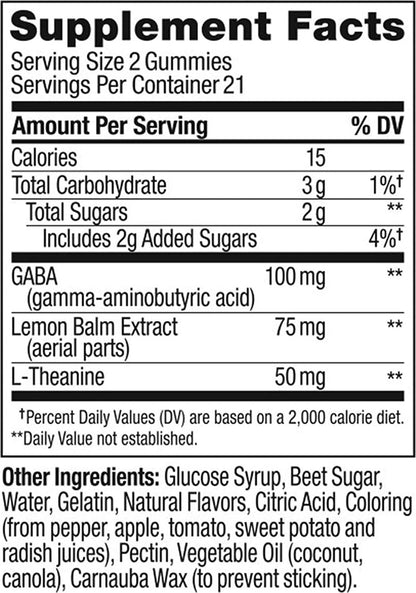 OLLY Goodbye Stress Gummy, 30 Day Supply (60 Gummies), Berry Verbena, GABA, L Theanine, Lemon Balm, Chewable Supplement