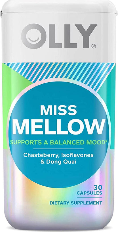 OLLY Miss Mellow Capsules, Hormone Balance and Mood Support, Vegan Capsules, Supplement for Women - 30 Count