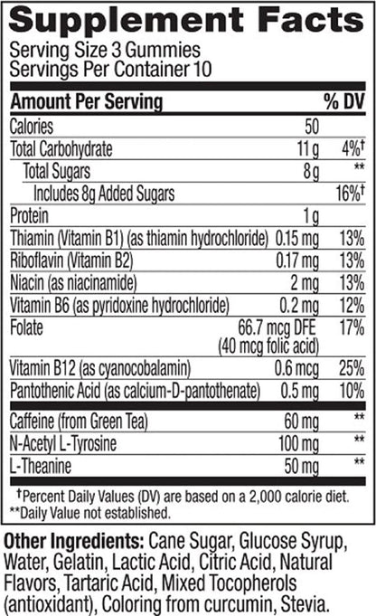 OLLY Swift Energy Gummy, Caffeine from Green Tea, B Vitamins, L Theanine, Trial and Travel Pouch, Pineapple - 8 Pouches