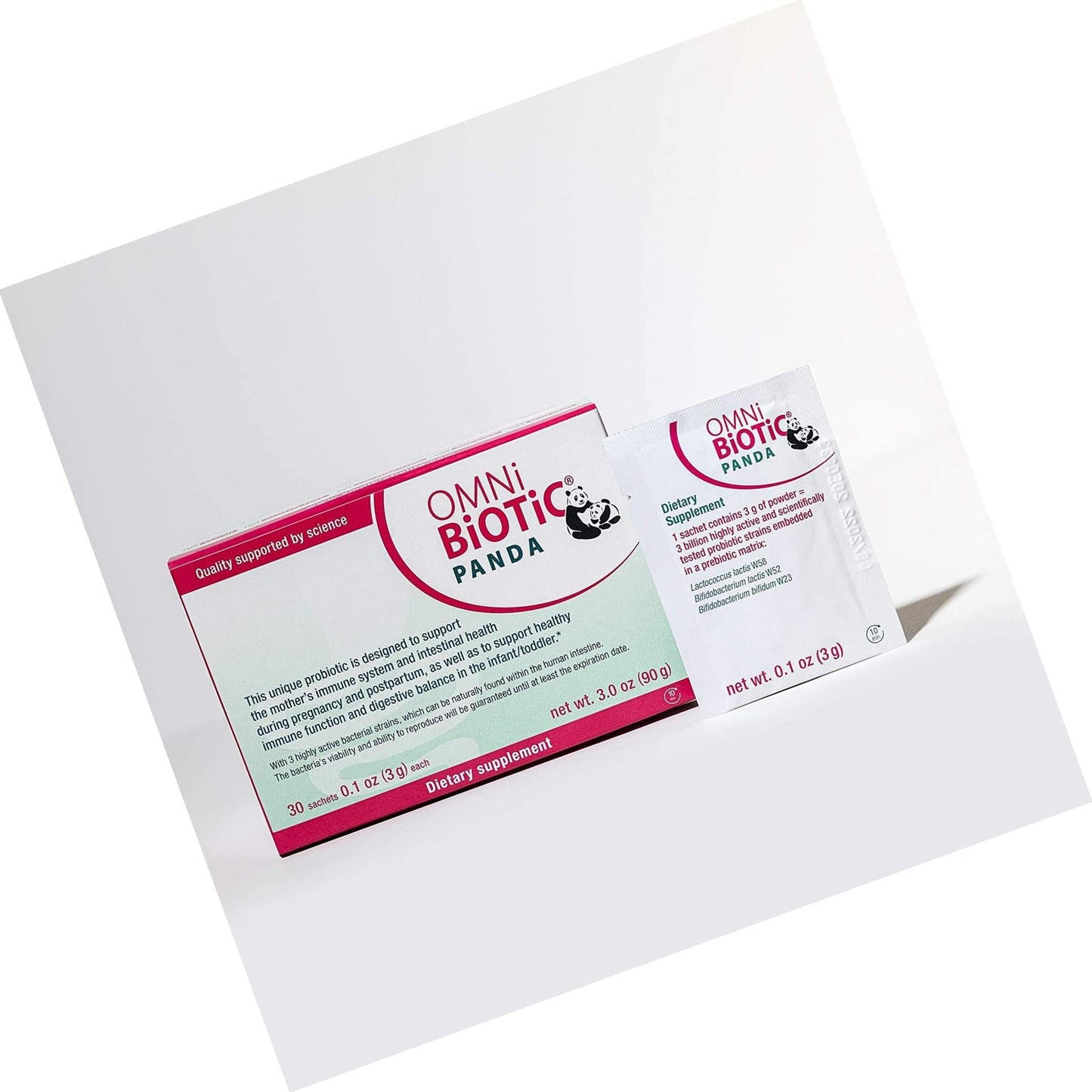 OMNi-BiOTiC Panda - Probiotic for Mom and Baby - Prenatal and Infant Probiotic Gut Health and Immune System Support Vegan and Hypoallergenic - Non-GMO (1 Pack)