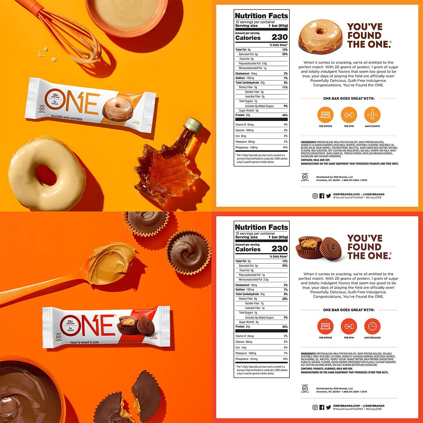 ONE Protein Bars, Sampler Variety Pack, Gluten Free 20g Protein and Only 1g Sugar, 2.12 oz Bars (8 Count)