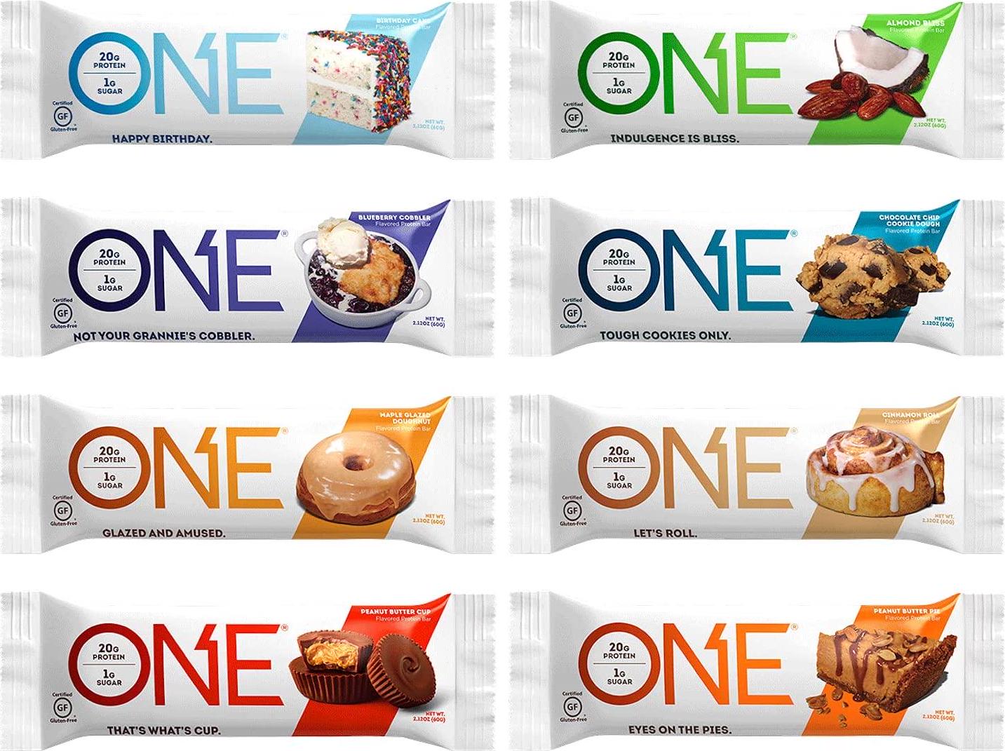 ONE Protein Bars, Sampler Variety Pack, Gluten Free 20g Protein and Only 1g Sugar, 2.12 oz Bars (8 Count)