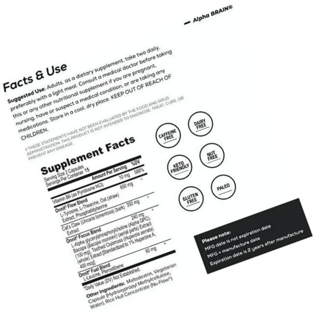 ONNIT Alpha Brain (90ct) - Over 1 Million Bottles Sold - Premium Nootropic Brain Supplement - Focus, Concentration + Memory - Alpha GPC, L Theanine and Bacopa Monnieri