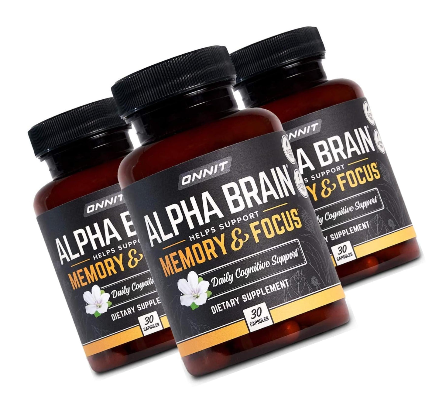 ONNIT Alpha Brain (90ct) - Over 1 Million Bottles Sold - Premium Nootropic Brain Supplement - Focus, Concentration + Memory - Alpha GPC, L Theanine and Bacopa Monnieri