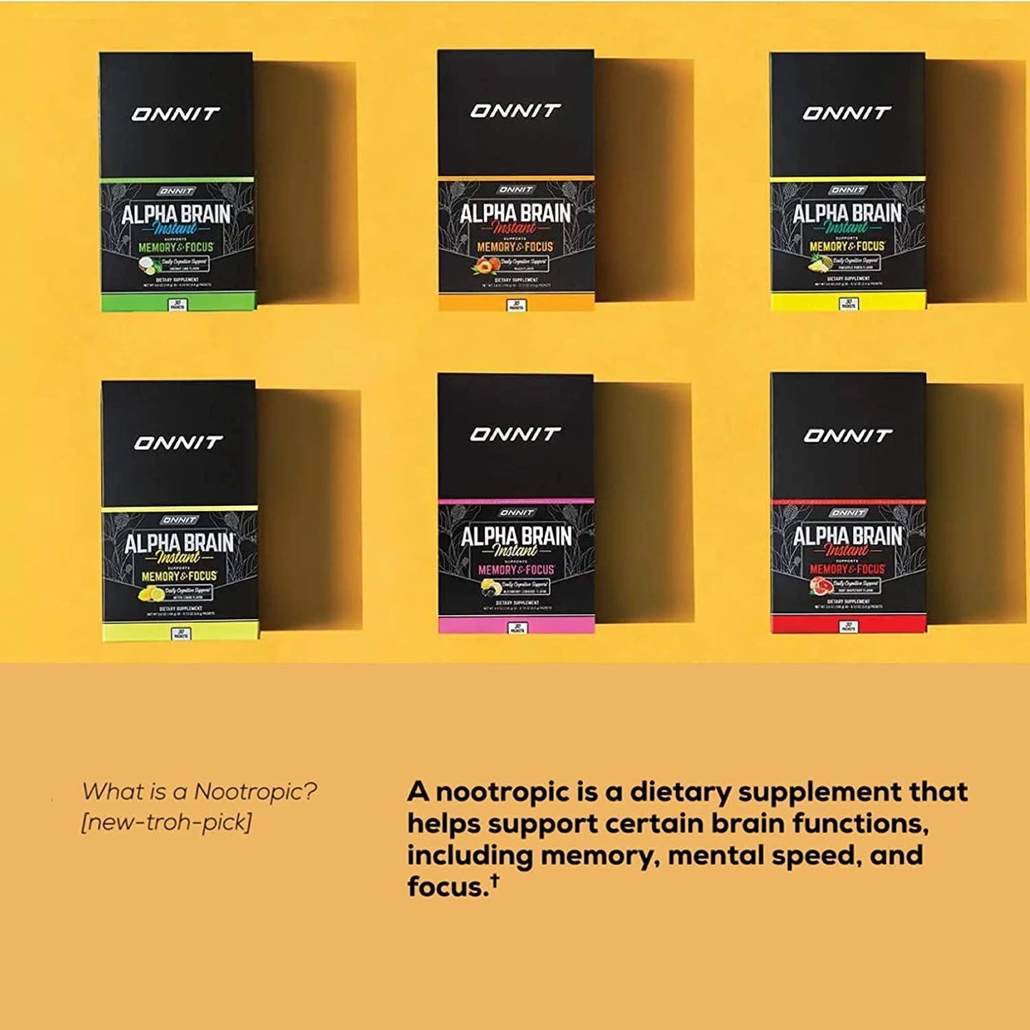 ONNIT Alpha Brain Instant - Coconut Lime Flavor - Nootropic Brain Booster Memory Supplement - Brain Support for Focus, Energy and Clarity - Alpha GPC Choline, Cats Claw, L-Theanine, Bacopa - 30ct