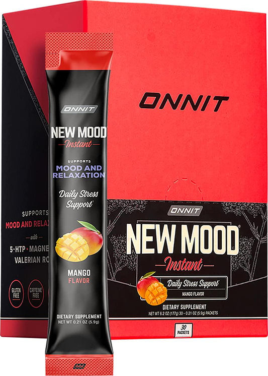 ONNIT New Mood Instant - Mango Flavor - Daily Stress, Mood, Sleep and Serotonin Supplement - 5-HTP, Chamomile, Magnesium, L-Tryptophan (30ct Box)