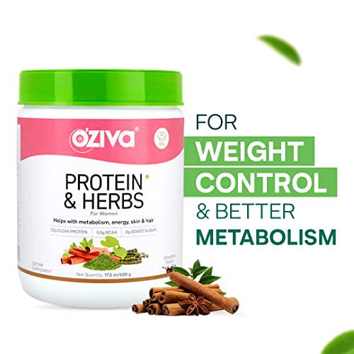 OZiva Protein and Herbs for Women | Protein Powder for Weight Control, Better Metabolism and Hormonal Balance | with 23g Whey Protein, Ayurvedic Herbs and Vitamins, Certified Clean,500 g,Vanilla Almond