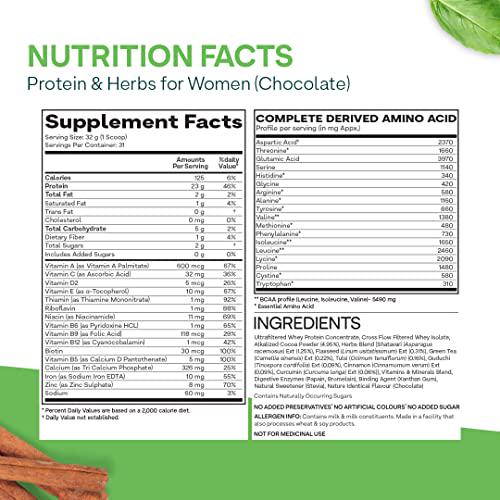 OZiva Protein and Herbs for Women | Protein Powder for Weight Control, Better Metabolism and Hormonal Balance | with 23g Whey Protein, Ayurvedic Herbs and Vitamins, Certified Clean,500 g,Vanilla Almond