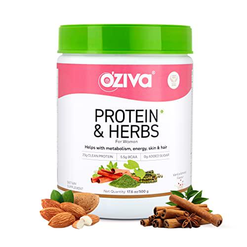 OZiva Protein and Herbs for Women | Protein Powder for Weight Control, Better Metabolism and Hormonal Balance | with 23g Whey Protein, Ayurvedic Herbs and Vitamins, Certified Clean,500 g,Vanilla Almond