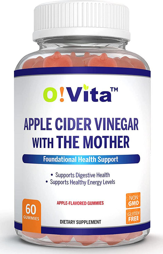 O!VITA Apple Cider Vinegar Gummies with The Mother , Gluten Free, Vegan, 60 Non-GMO Apple Flavored Gummies, 2-Month Supply