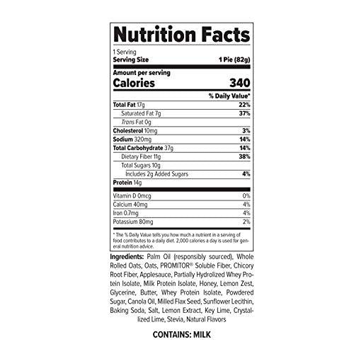 Oatmeal Protein Pie, All Natural Soft and Chewy Non GMO Protein Snack, Gluten Free, Kosher, 14g Protein, 12g Fiber, Only 8 Sugars, Creamy Marshmallow Protein Filling, (Krazy Key Lime Pie)
