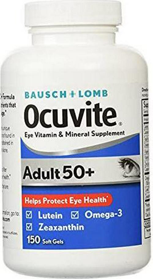 Ocuvite Bausch + Lomb Adult 50+ Vitamin and Mineral Supplement, Soft Gels (150 Count)