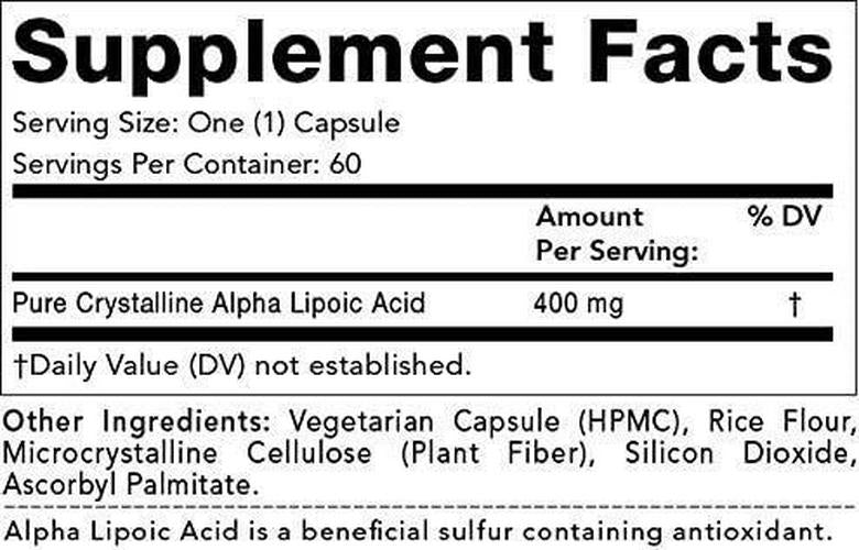 Olympian Labs Alpha Lipoic Acid 400mg, 60 Capsules (Pack of 1)