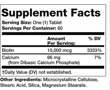 Olympian Labs Biotin Supplement Maximum Strength 10,000 mcg, 60 Count