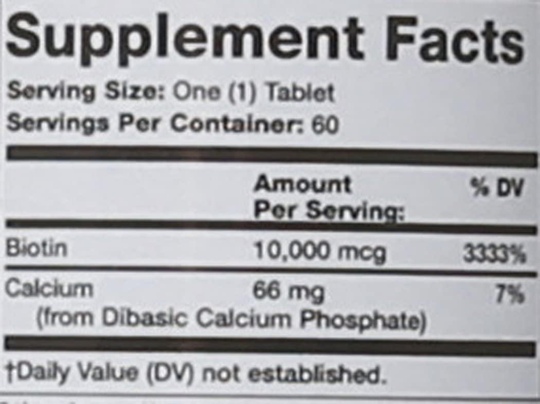 Olympian Labs Biotin Supplement Maximum Strength 10,000 mcg, 60 Count