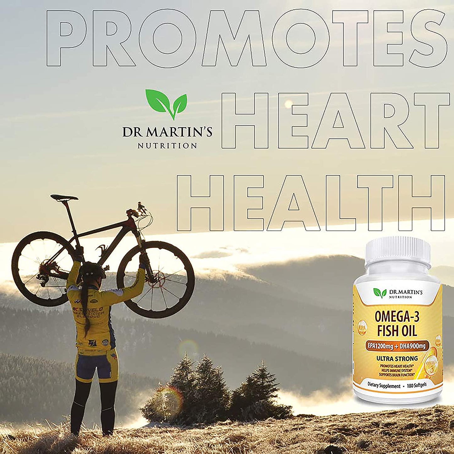 Omega-3 Fish Oil 3750mg Triple Strength - 180 Burpless Softgels | EPA 1200mg + DHA 900mg | Promotes Healthy Heart, Immune System, Eyes, Skin and Brain Function