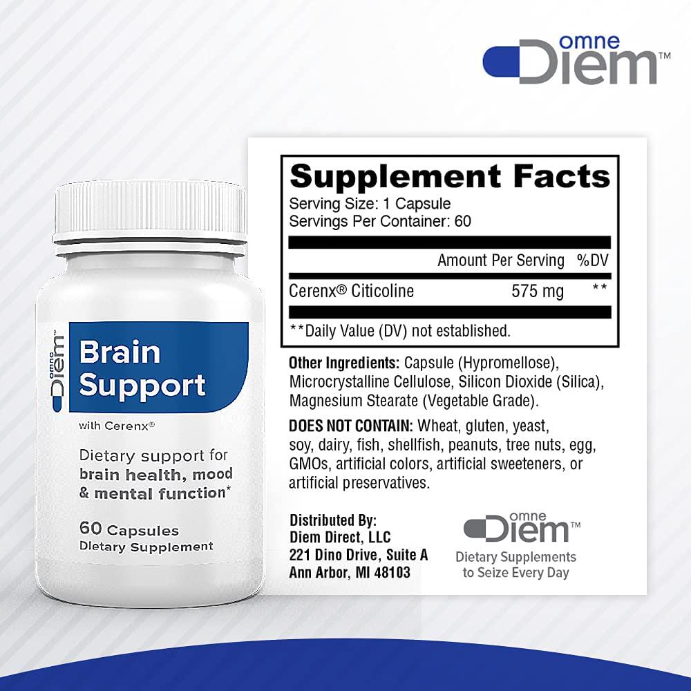 Omne Diem Brain Support with Cerenx, 60 Capsules – Dietary Supplement for Brain Health, Mood and Mental Function