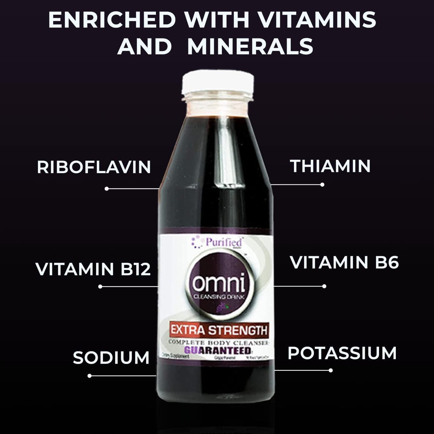 Omni Detox Cleanse Drink - Full Body Detox Juice - Grape Flavor - 100% Naturally Formulated Whole Body Detox System - Quick Body Cleanse Enriched with Vitamins and Minerals, 16 oz - Two Pack