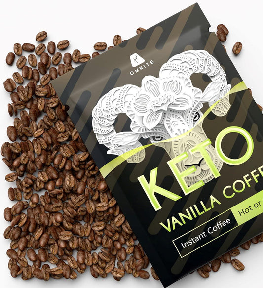 Omnite Instant Keto Coffee Vanilla Dark Roast 15.45 Grams - Grass Fed Butter,Collagen Peptides,Coconut MCT Oil for Rapid Ketosis - Dissolve to 6-8 oz Cold/Hot Water,Convenient ON-THE-GO (3 Sachets)