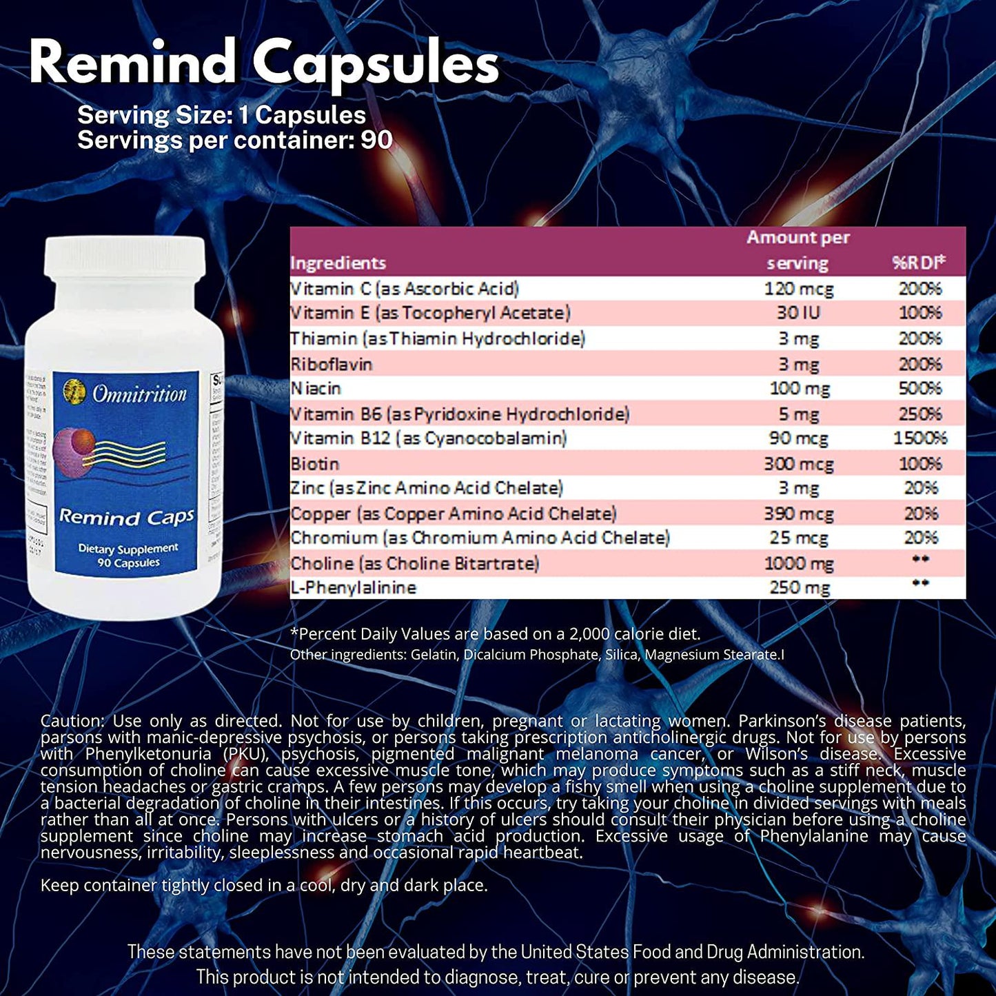 Omnitrition Remind Capsules, (90 Capsules)