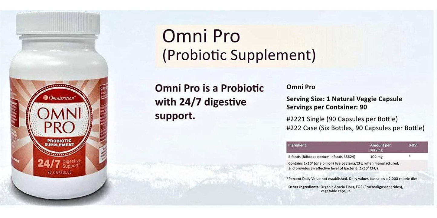 Omnitrition's Omni Pro Probiotic Supplement, 24/7 Digestive Support, 90 Capsules