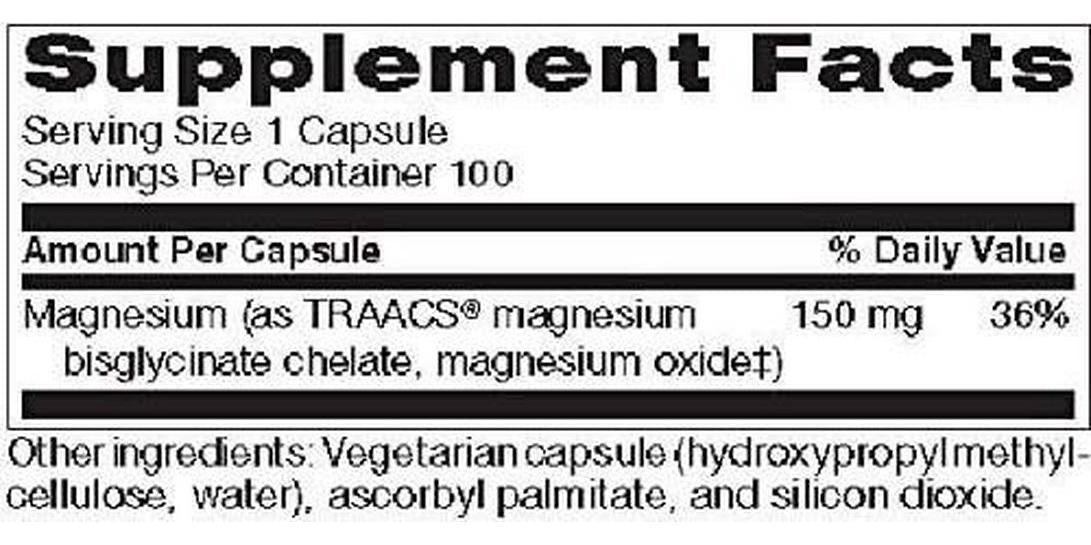 Omnivits Magnesium Buffered Chelate | Magnesium Bisglycinate Chelate High Absorbed Form of Magnesium by Albion Laboratories | 100 Capsules