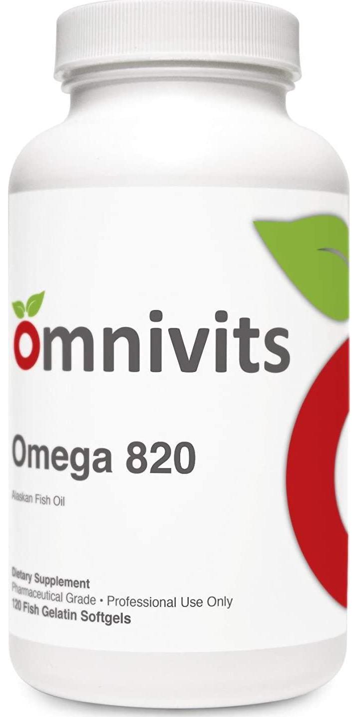 Omnivits Omega 820 | Concentrated Alaskan Fish Oil | 820mg of EPA and DHA | Omega 3 Fatty Acids | Enteric Coating for Easy to Swallow and Optimally Absorbed | 120 Softgels